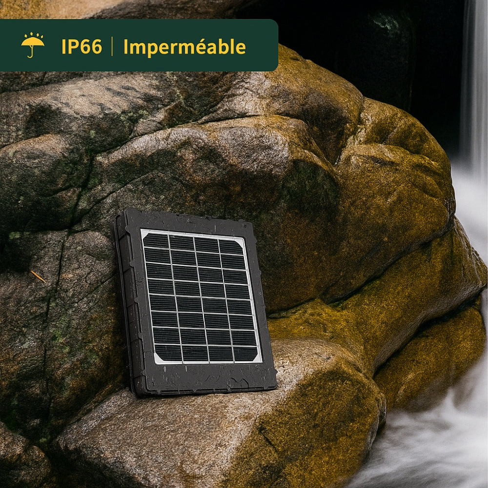Panneau solaire 3W 8000mAh pour Caméra de Chasse - Sorties 12V / 9V / 6V / 5V