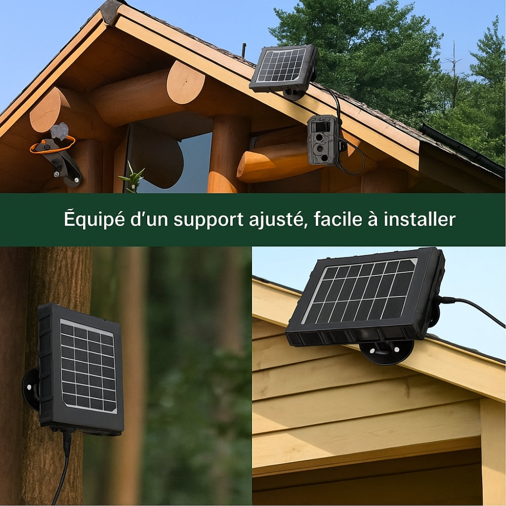 Panneau solaire 3W 8000mAh pour Caméra de Chasse - Sorties 12V / 9V / 6V / 5V