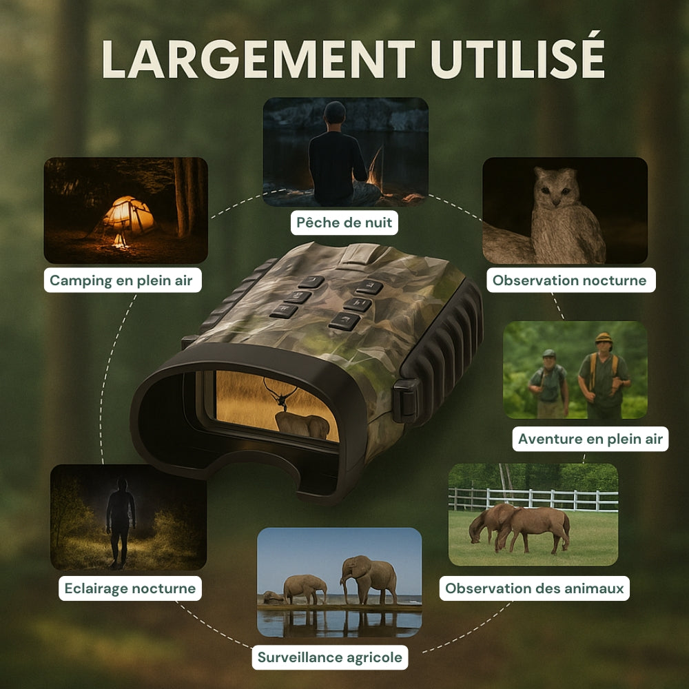 Jumelles vision nocturne HD avec Zoom 8X & Batterie longue durée