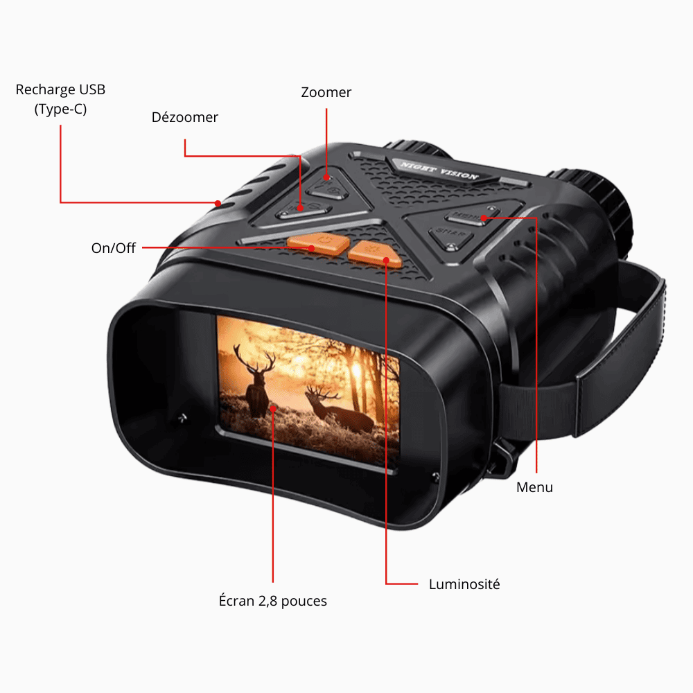 Jumelles vision nocturne HD avec écran intégré