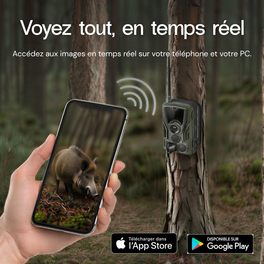 Caméra de chasse 4K avec écran 4G+