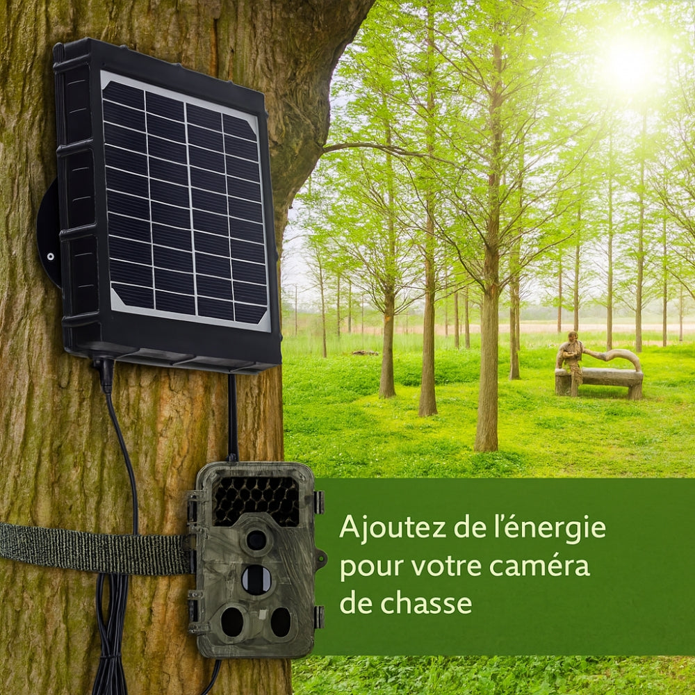 Panneau solaire 3W 8000mAh pour Caméra de Chasse - Sorties 12V / 9V / 6V / 5V