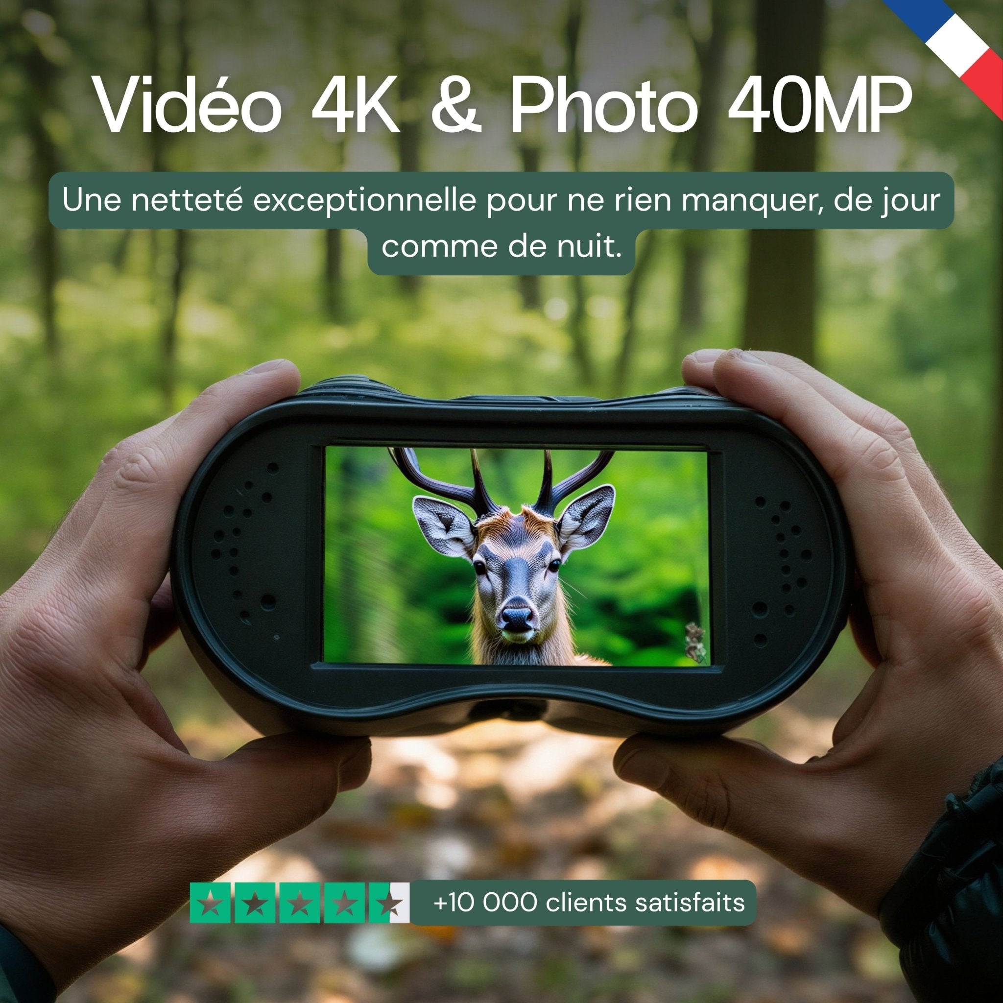 Jumelles vision nocturne 4K -Autonomie 8h