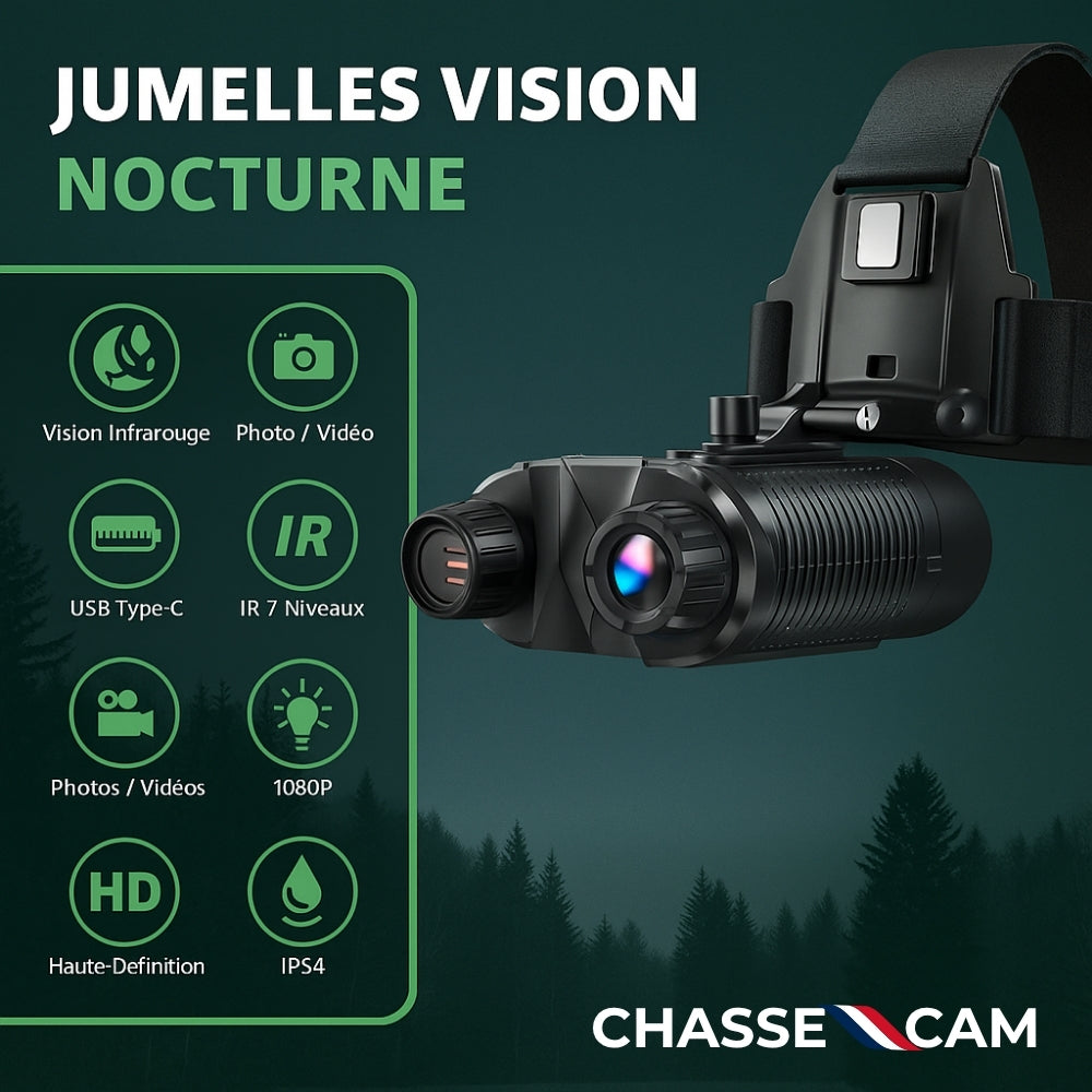 Jumelles vision nocturne serre-tête 1080P avec Zoom 8X
