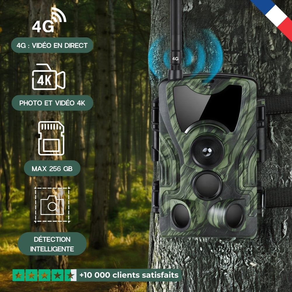 Caméra de chasse 4K avec écran 4G+
