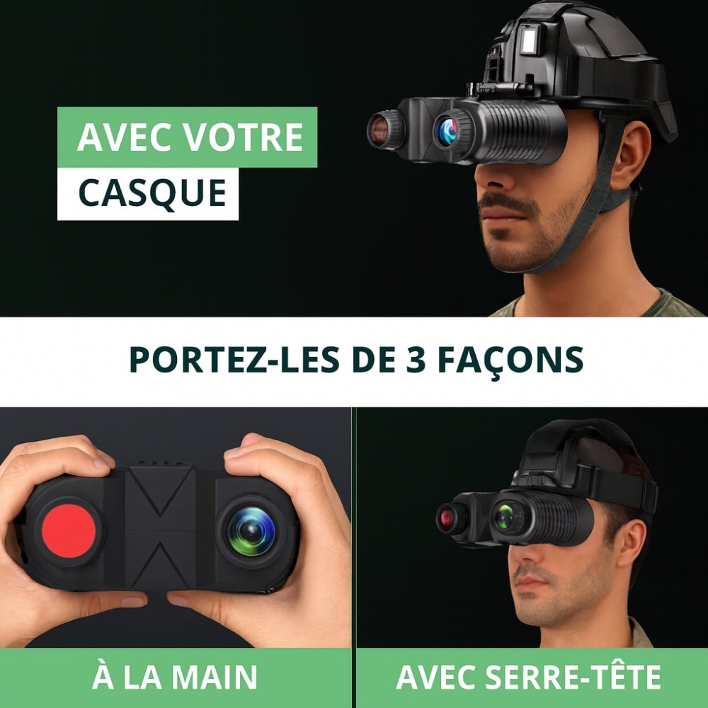 Jumelles vision nocturne serre-tête 1080P avec Zoom 8X