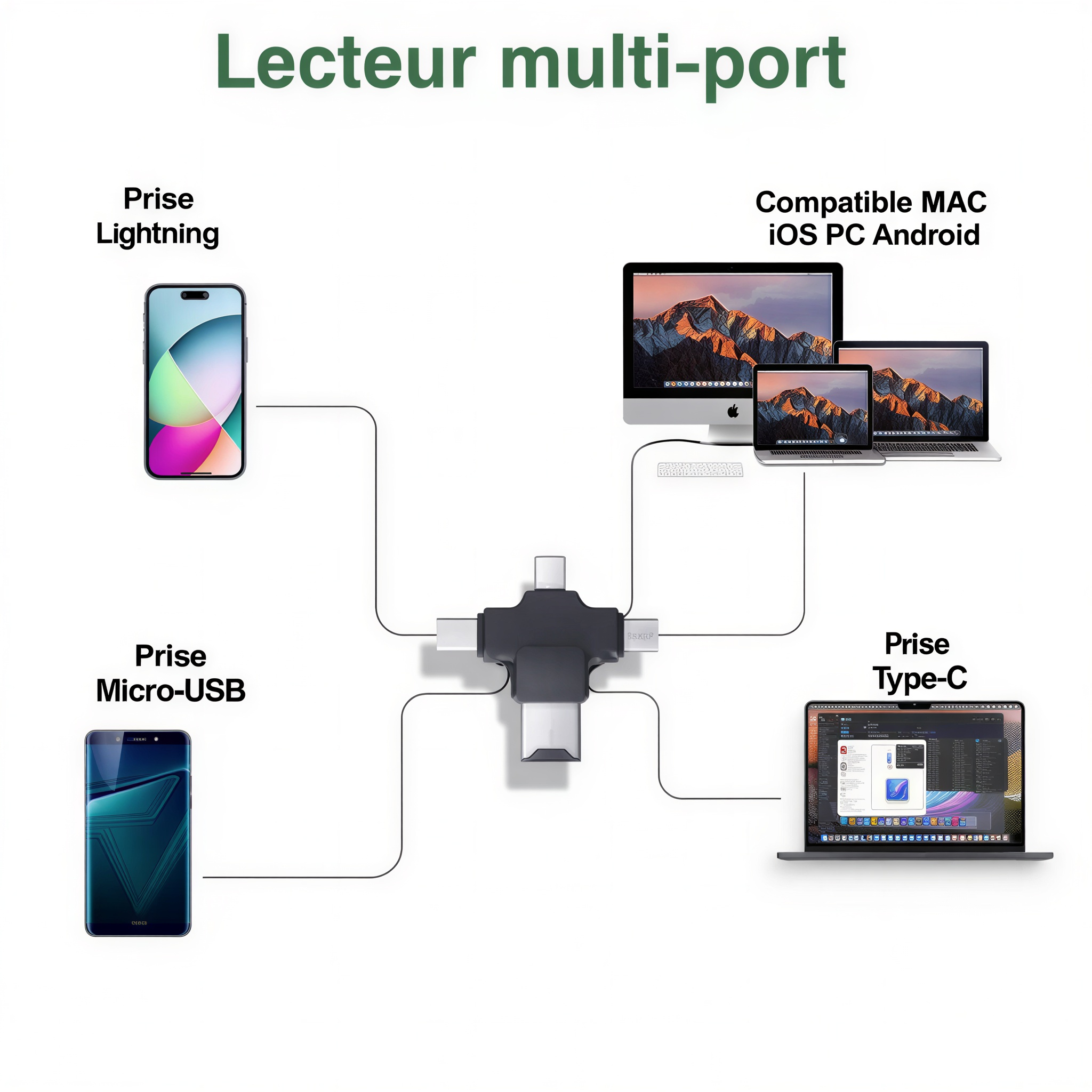 Adaptateur carte SD compatible iPhone & Android